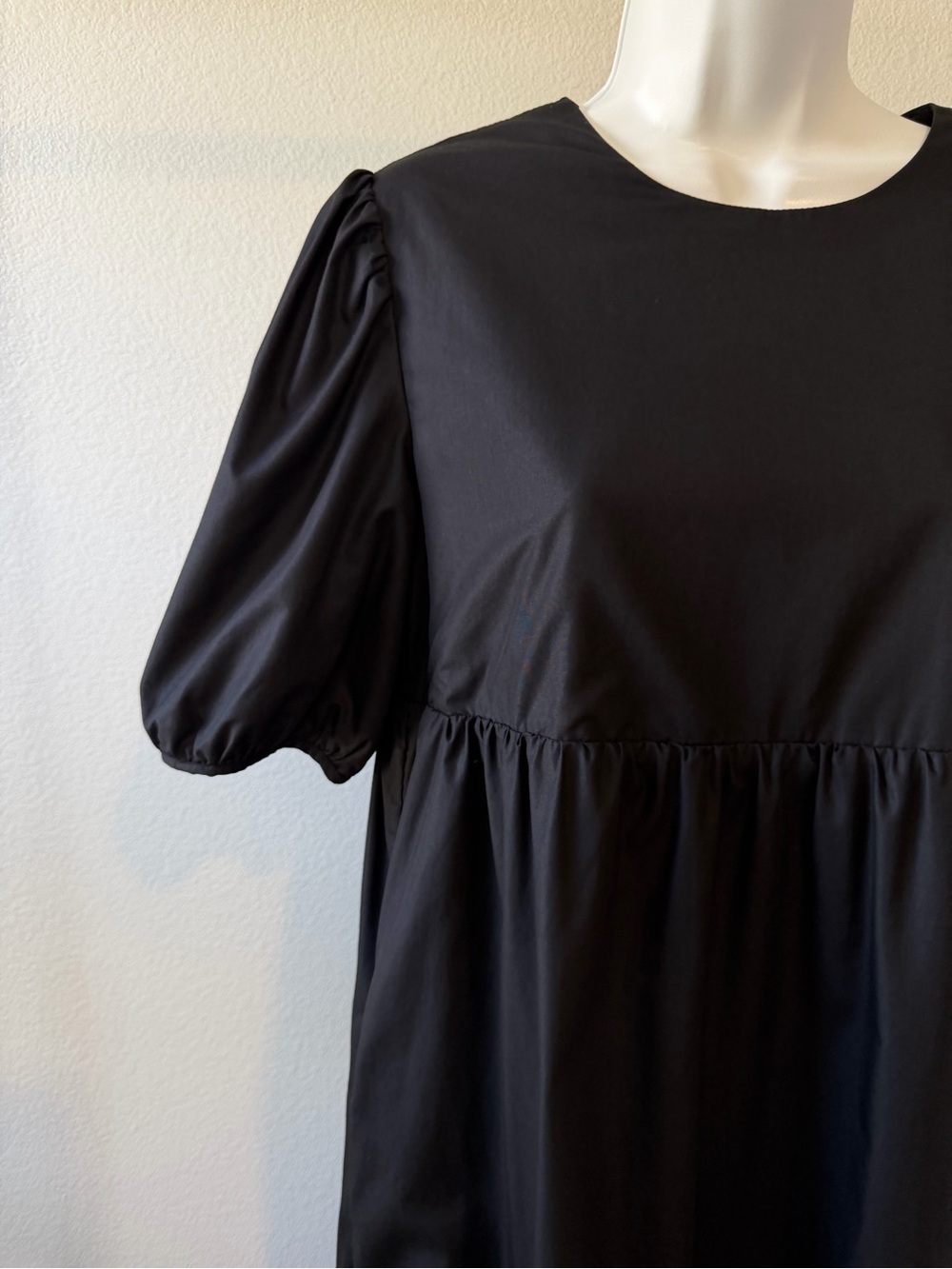 En Saison Poplin Midi Dress Black Puff Sleeve Size Medium - Picture 8 of 15